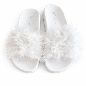 INC International Concepts White Fuzzy Slip-ons